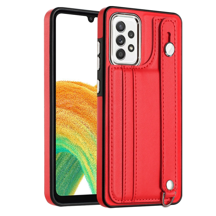 Shockproof Leather Phone Case with Wrist Strap, For Samsung Galaxy A23 4G / F23 5G / M23 5G, For Samsung Galaxy A53 5G, For Samsung Galaxy A73 5G, For Samsung Galaxy A33 5G
