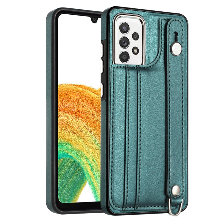 Shockproof Leather Phone Case with Wrist Strap, For Samsung Galaxy A23 4G / F23 5G / M23 5G, For Samsung Galaxy A53 5G, For Samsung Galaxy A73 5G, For Samsung Galaxy A33 5G