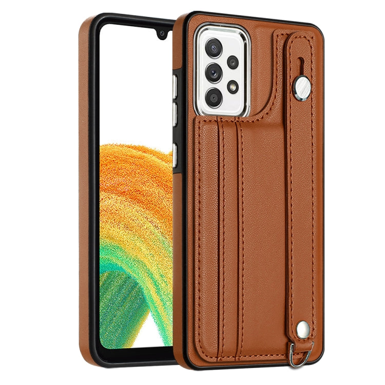 Shockproof Leather Phone Case with Wrist Strap, For Samsung Galaxy A23 4G / F23 5G / M23 5G, For Samsung Galaxy A53 5G, For Samsung Galaxy A73 5G, For Samsung Galaxy A33 5G