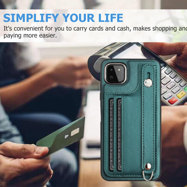 Shockproof Leather Phone Case with Wrist Strap, For Samsung Galaxy A22 5G, For Samsung Galaxy S21 FE 5G, For Samsung Galaxy A32 4G, For Samsung Galaxy A72 4G / A72 5G