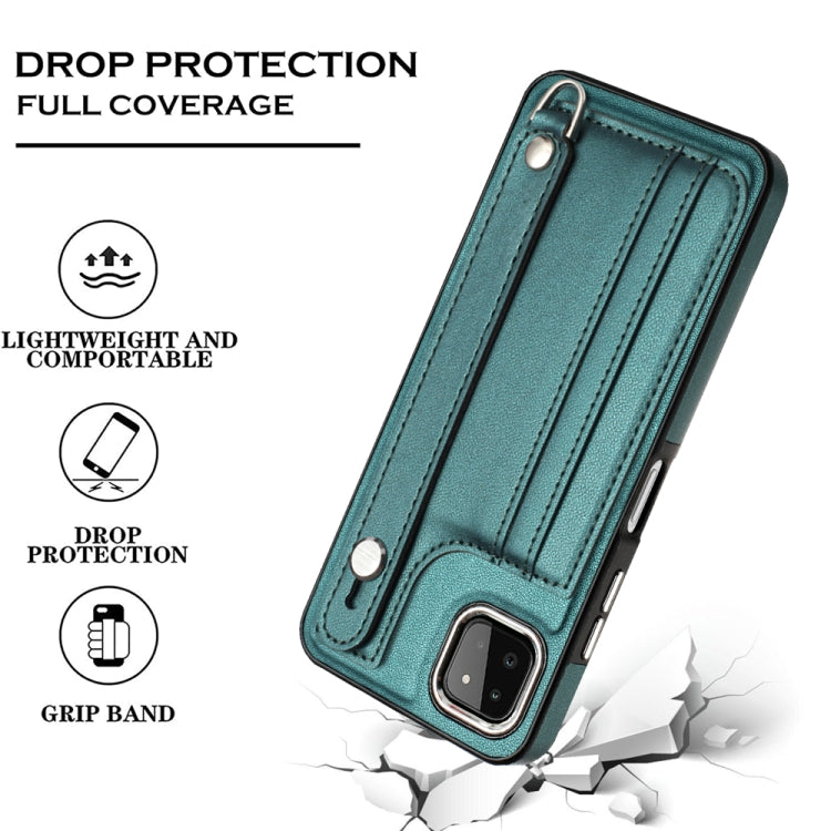 Shockproof Leather Phone Case with Wrist Strap, For Samsung Galaxy A22 5G, For Samsung Galaxy S21 FE 5G, For Samsung Galaxy A32 4G, For Samsung Galaxy A72 4G / A72 5G