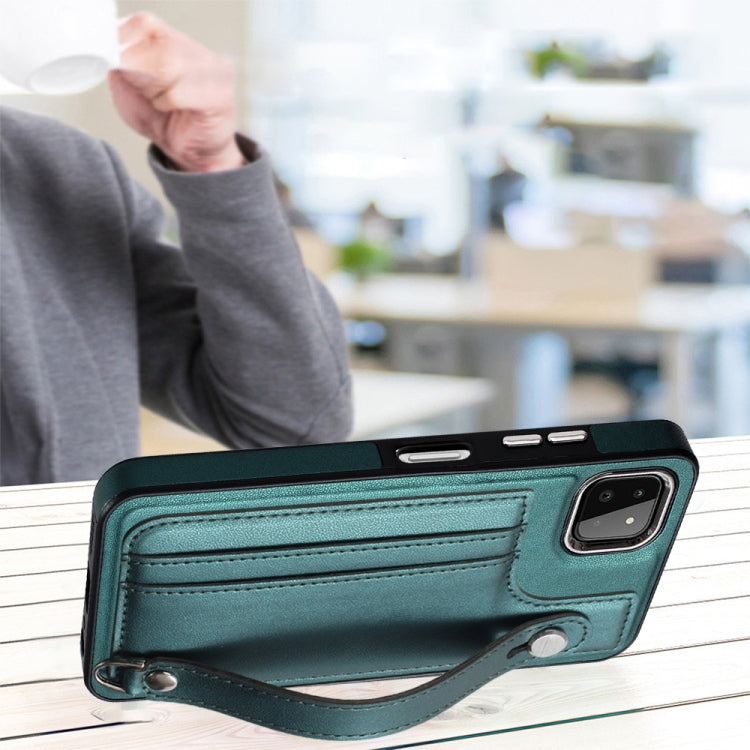 Shockproof Leather Phone Case with Wrist Strap, For Samsung Galaxy A22 5G, For Samsung Galaxy S21 FE 5G, For Samsung Galaxy A32 4G, For Samsung Galaxy A72 4G / A72 5G