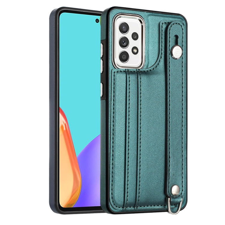 Shockproof Leather Phone Case with Wrist Strap, For Samsung Galaxy A22 5G, For Samsung Galaxy S21 FE 5G, For Samsung Galaxy A32 4G, For Samsung Galaxy A72 4G / A72 5G