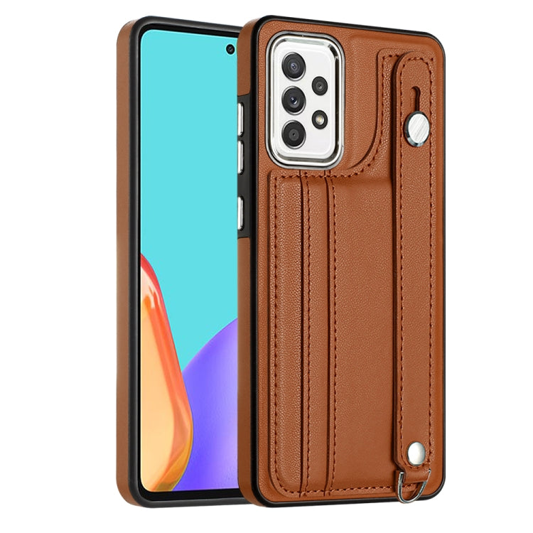 Shockproof Leather Phone Case with Wrist Strap, For Samsung Galaxy A22 5G, For Samsung Galaxy S21 FE 5G, For Samsung Galaxy A32 4G, For Samsung Galaxy A72 4G / A72 5G