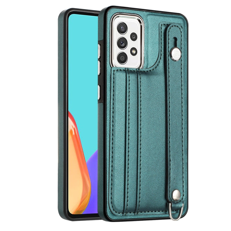 Shockproof Leather Phone Case with Wrist Strap, For Samsung Galaxy A22 5G, For Samsung Galaxy S21 FE 5G, For Samsung Galaxy A32 4G, For Samsung Galaxy A72 4G / A72 5G