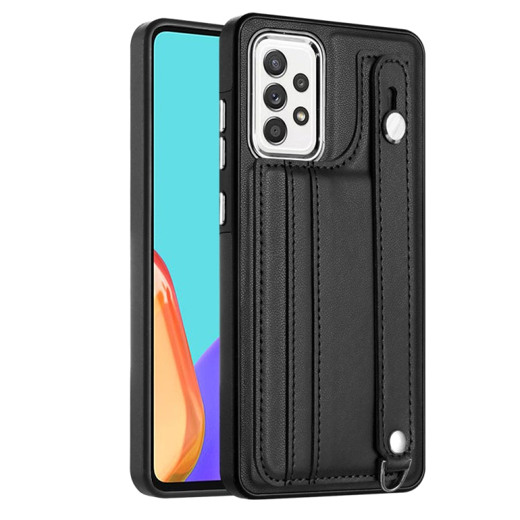 Shockproof Leather Phone Case with Wrist Strap, For Samsung Galaxy A22 5G, For Samsung Galaxy S21 FE 5G, For Samsung Galaxy A32 4G, For Samsung Galaxy A72 4G / A72 5G