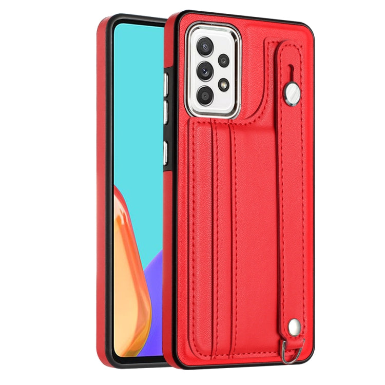 Shockproof Leather Phone Case with Wrist Strap, For Samsung Galaxy A22 5G, For Samsung Galaxy S21 FE 5G, For Samsung Galaxy A32 4G, For Samsung Galaxy A72 4G / A72 5G