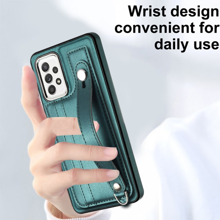 Shockproof Leather Phone Case with Wrist Strap, For Samsung Galaxy A52 4G / A52 5G, For Samsung Galaxy A12 4G / M12, For Samsung Galaxy A32 5G