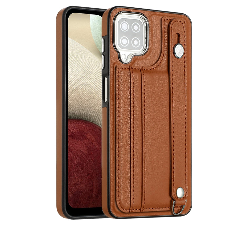 Shockproof Leather Phone Case with Wrist Strap, For Samsung Galaxy A52 4G / A52 5G, For Samsung Galaxy A12 4G / M12, For Samsung Galaxy A32 5G