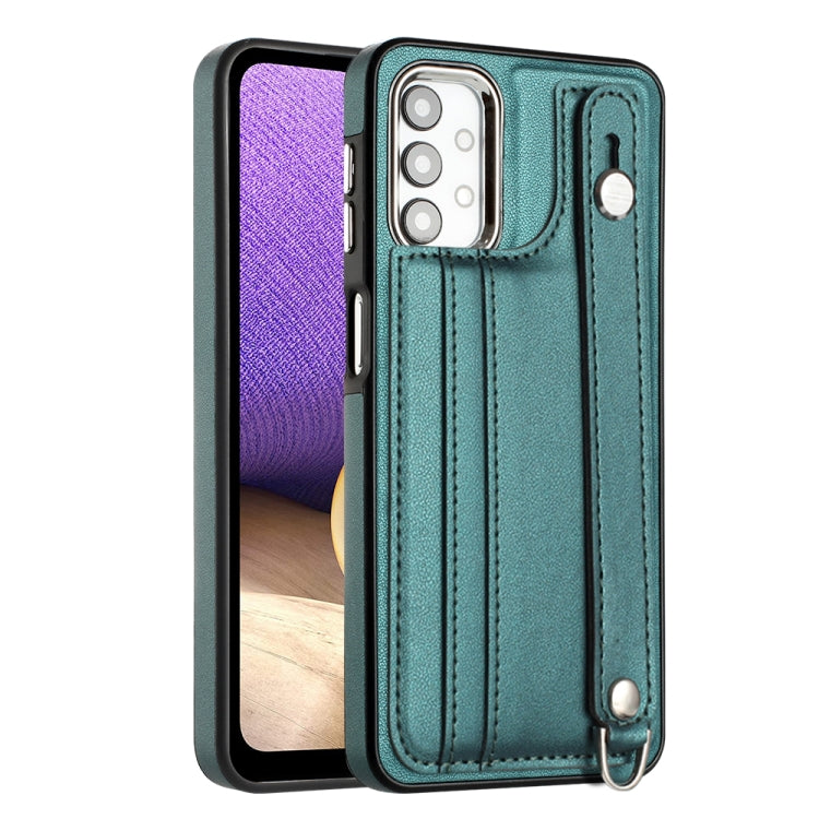 Shockproof Leather Phone Case with Wrist Strap, For Samsung Galaxy A52 4G / A52 5G, For Samsung Galaxy A12 4G / M12, For Samsung Galaxy A32 5G