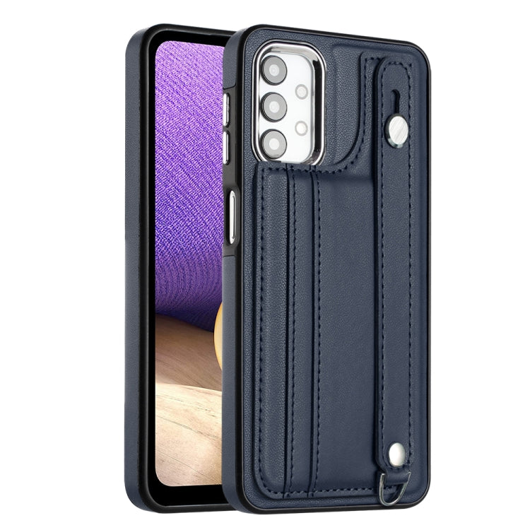Shockproof Leather Phone Case with Wrist Strap, For Samsung Galaxy A52 4G / A52 5G, For Samsung Galaxy A12 4G / M12, For Samsung Galaxy A32 5G
