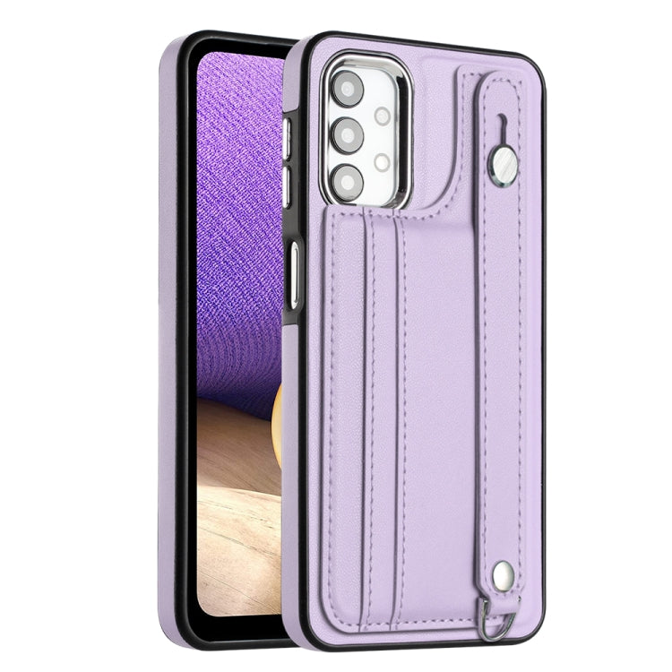 Shockproof Leather Phone Case with Wrist Strap, For Samsung Galaxy A52 4G / A52 5G, For Samsung Galaxy A12 4G / M12, For Samsung Galaxy A32 5G