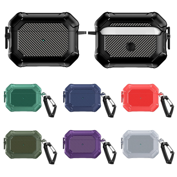 Carbon Brazing Dimension TPU+PC Headphone Protective Cover with Switch Lock & Carabiner, For AirPods Pro 2