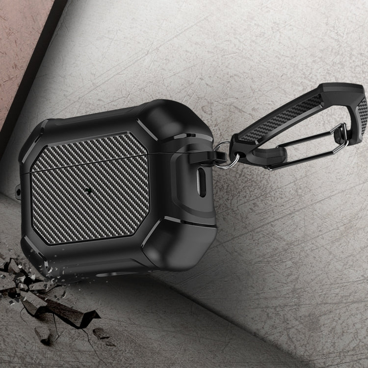Carbon Brazing Dimension TPU+PC Headphone Protective Cover with Switch Lock & Carabiner, For AirPods Pro 2