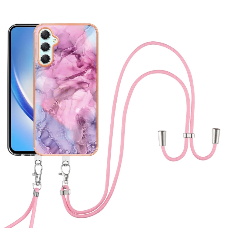 Electroplating Marble Dual-side IMD Phone Case with Lanyard