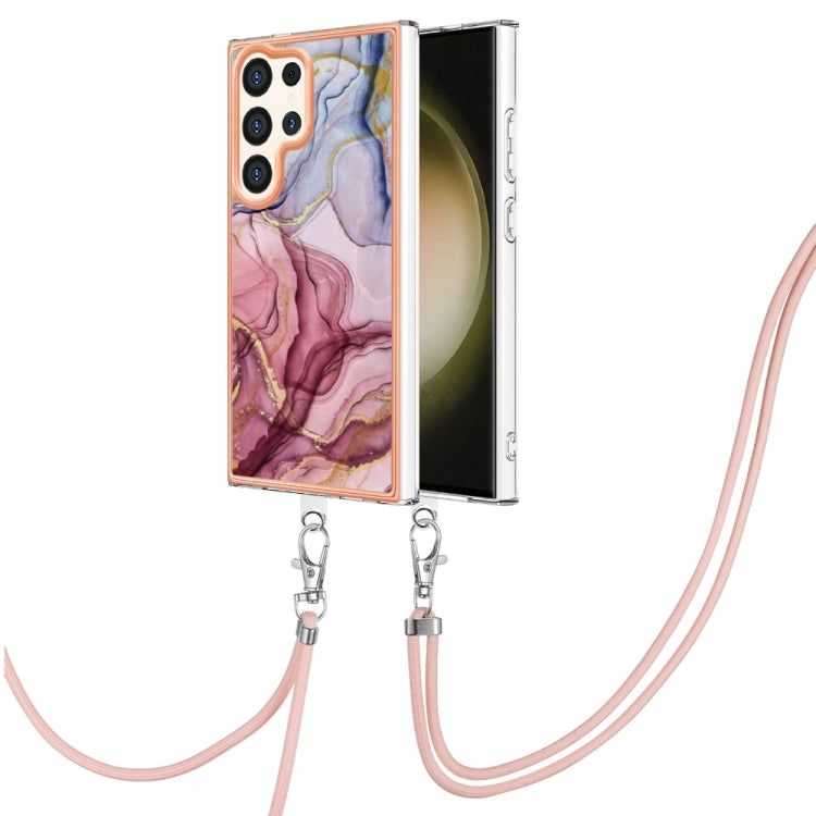 Electroplating Marble Dual-side IMD Phone Case with Lanyard