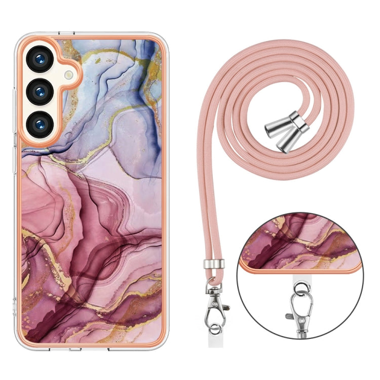 Electroplating Marble Dual-side IMD Phone Case with Lanyard