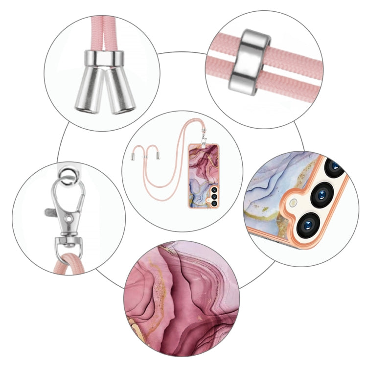 Electroplating Marble Dual-side IMD Phone Case with Lanyard