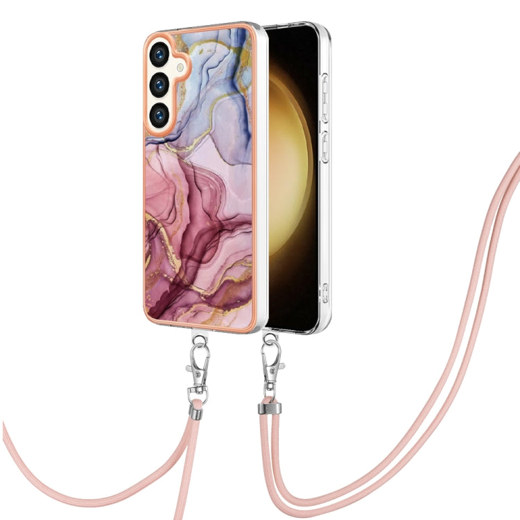 Electroplating Marble Dual-side IMD Phone Case with Lanyard