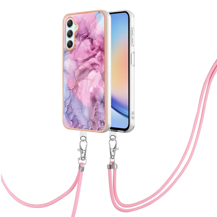 Electroplating Marble Dual-side IMD Phone Case with Lanyard