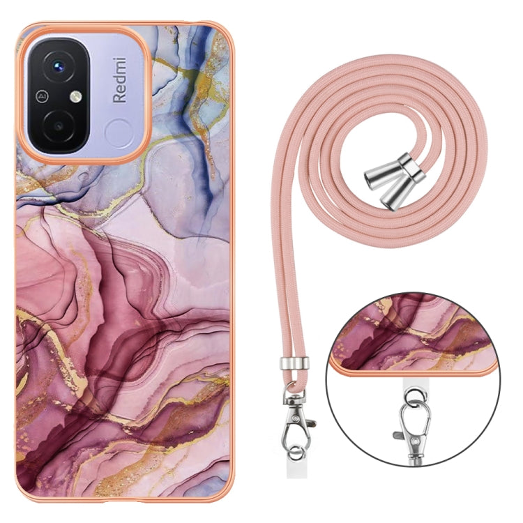 Electroplating Marble Dual-side IMD Phone Case with Lanyard
