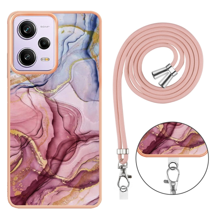 Electroplating Marble Dual-side IMD Phone Case with Lanyard