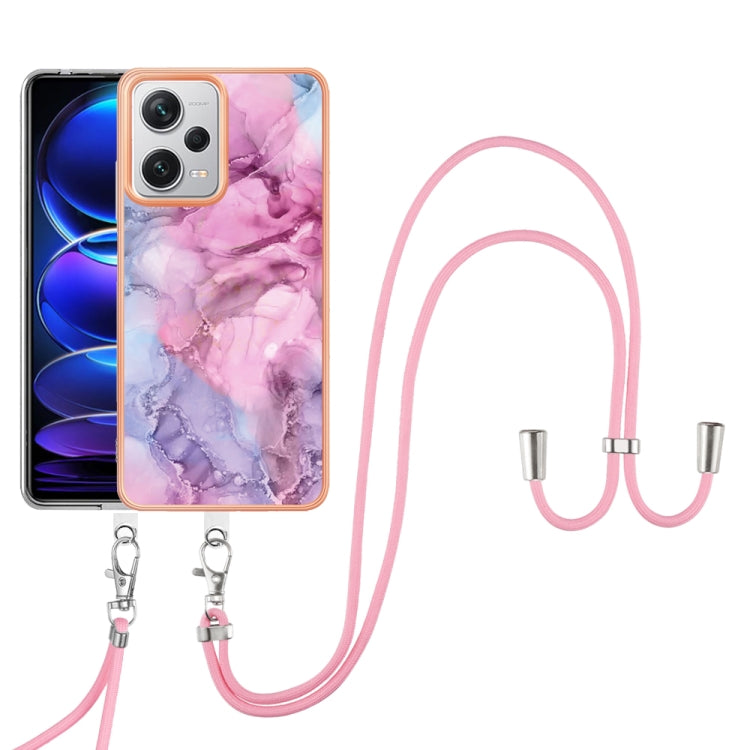 Electroplating Marble Dual-side IMD Phone Case with Lanyard, For Xiaomi Poco F5 Pro 5G / Redmi K60, For Xiaomi Redmi Note 12S 4G, For Xiaomi Redmi Note 12 4G Global, For Xiaomi Redmi Note 12 Pro+
