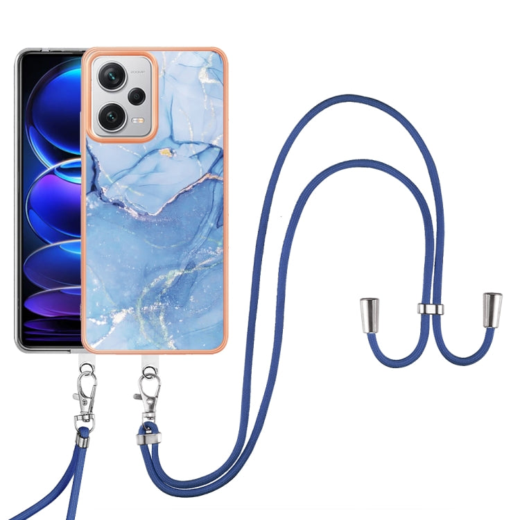 Electroplating Marble Dual-side IMD Phone Case with Lanyard, For Xiaomi Poco F5 Pro 5G / Redmi K60, For Xiaomi Redmi Note 12S 4G, For Xiaomi Redmi Note 12 4G Global, For Xiaomi Redmi Note 12 Pro+