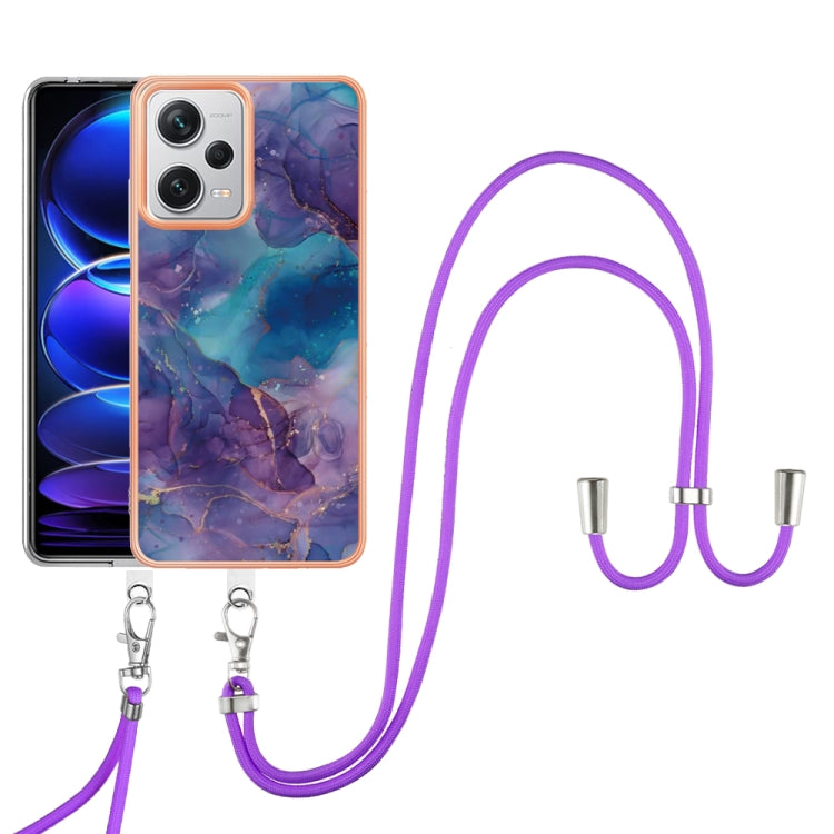 Electroplating Marble Dual-side IMD Phone Case with Lanyard, For Xiaomi Poco F5 Pro 5G / Redmi K60, For Xiaomi Redmi Note 12S 4G, For Xiaomi Redmi Note 12 4G Global, For Xiaomi Redmi Note 12 Pro+