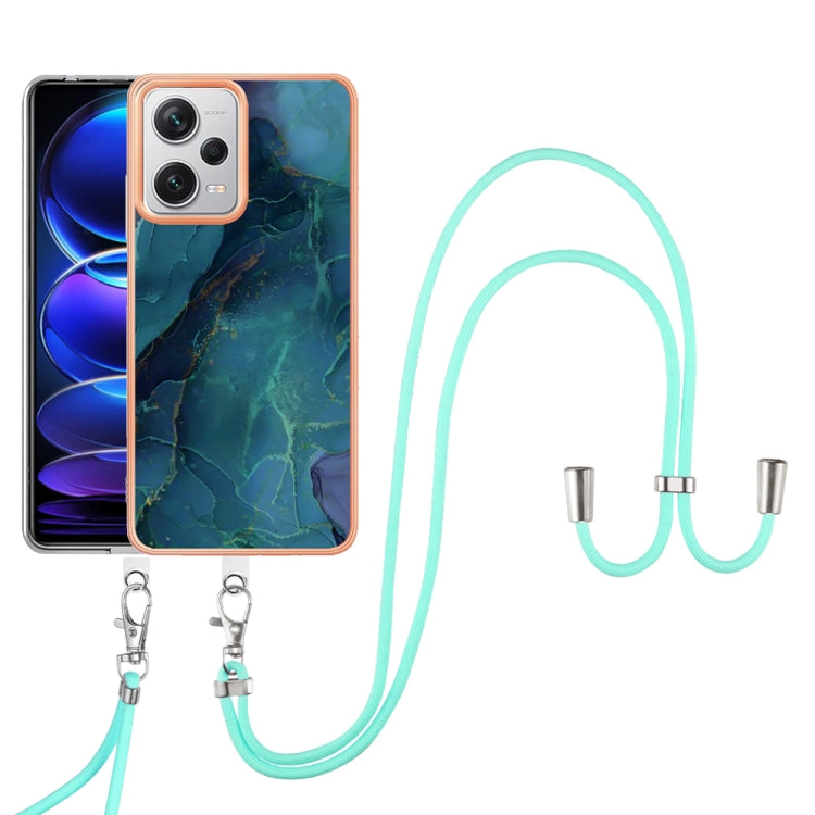 Electroplating Marble Dual-side IMD Phone Case with Lanyard, For Xiaomi Poco F5 Pro 5G / Redmi K60, For Xiaomi Redmi Note 12S 4G, For Xiaomi Redmi Note 12 4G Global, For Xiaomi Redmi Note 12 Pro+