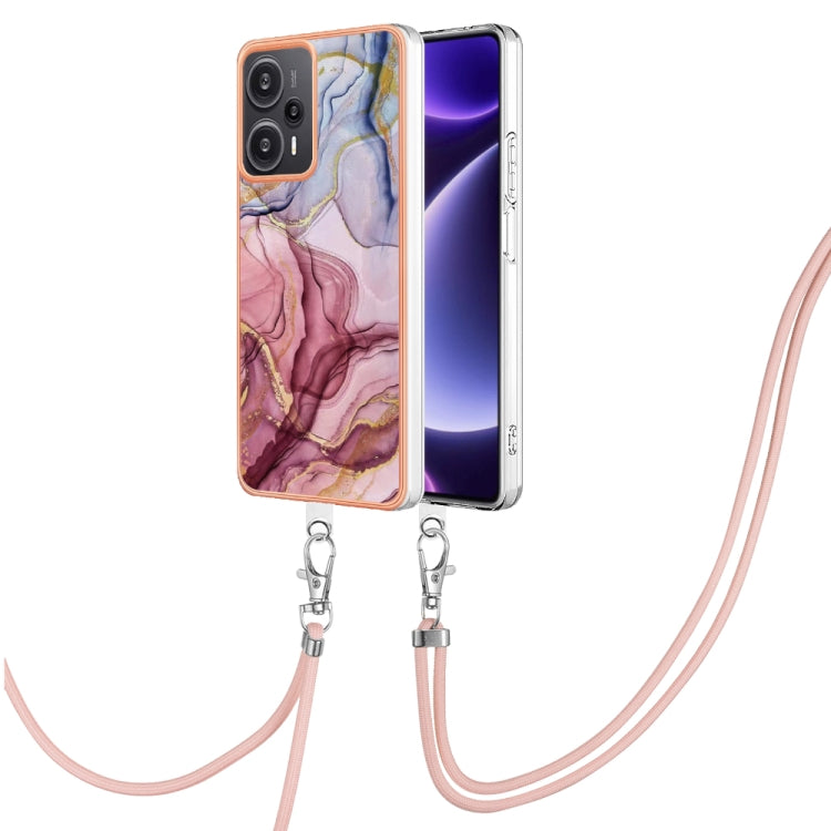 Electroplating Marble Dual-side IMD Phone Case with Lanyard, For Xiaomi Redmi Note 13 Pro+ 5G, For Xiaomi Redmi Note 13 Pro 5G Global, For Xiaomi 13T/13T Pro, For Xiaomi Poco F5 5G