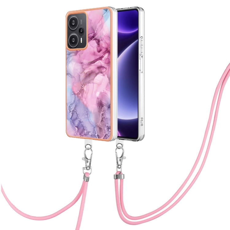 Electroplating Marble Dual-side IMD Phone Case with Lanyard, For Xiaomi Redmi Note 13 Pro+ 5G, For Xiaomi Redmi Note 13 Pro 5G Global, For Xiaomi 13T/13T Pro, For Xiaomi Poco F5 5G
