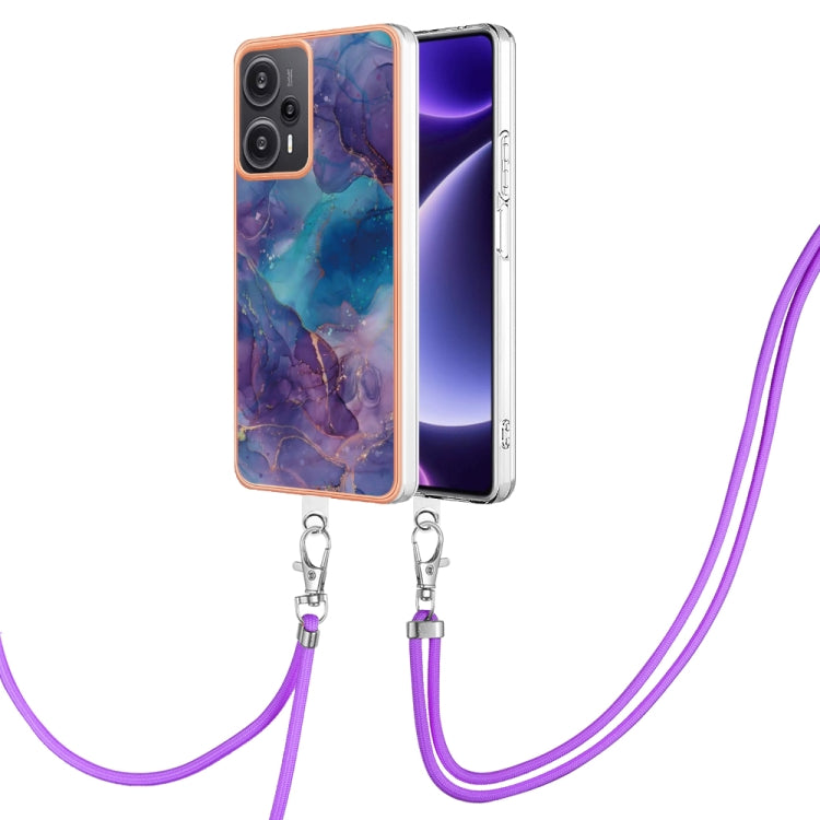 Electroplating Marble Dual-side IMD Phone Case with Lanyard, For Xiaomi Redmi Note 13 Pro+ 5G, For Xiaomi Redmi Note 13 Pro 5G Global, For Xiaomi 13T/13T Pro, For Xiaomi Poco F5 5G