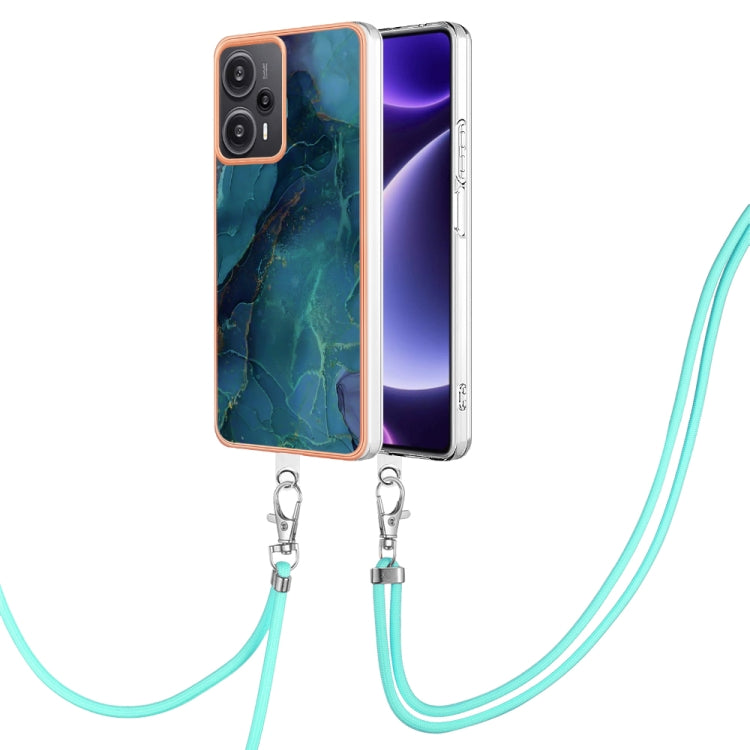 Electroplating Marble Dual-side IMD Phone Case with Lanyard, For Xiaomi Redmi Note 13 Pro+ 5G, For Xiaomi Redmi Note 13 Pro 5G Global, For Xiaomi 13T/13T Pro, For Xiaomi Poco F5 5G