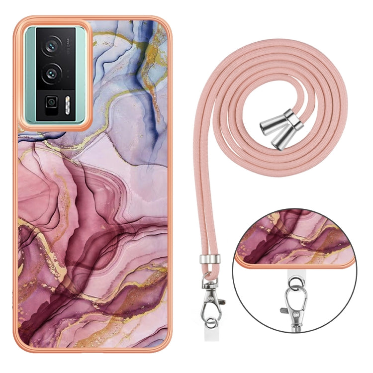 Electroplating Marble Dual-side IMD Phone Case with Lanyard, For Xiaomi Poco F5 Pro 5G / Redmi K60, For Xiaomi Redmi Note 12S 4G, For Xiaomi Redmi Note 12 4G Global, For Xiaomi Redmi Note 12 Pro+