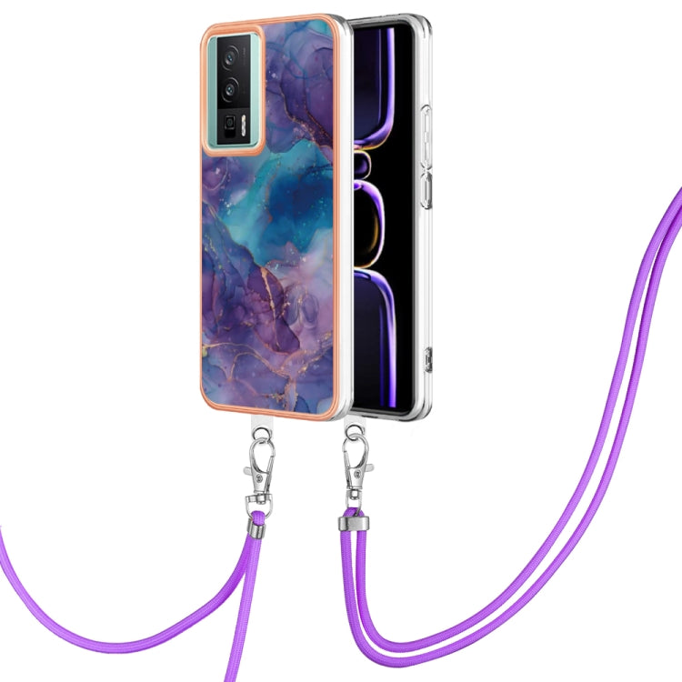 Electroplating Marble Dual-side IMD Phone Case with Lanyard, For Xiaomi Poco F5 Pro 5G / Redmi K60, For Xiaomi Redmi Note 12S 4G, For Xiaomi Redmi Note 12 4G Global, For Xiaomi Redmi Note 12 Pro+