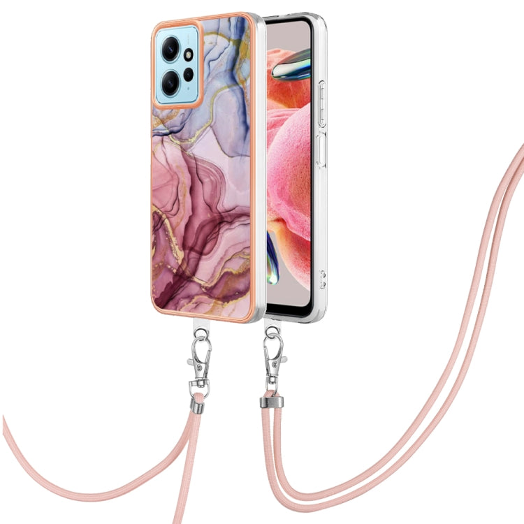 Electroplating Marble Dual-side IMD Phone Case with Lanyard, For Xiaomi Poco F5 Pro 5G / Redmi K60, For Xiaomi Redmi Note 12S 4G, For Xiaomi Redmi Note 12 4G Global, For Xiaomi Redmi Note 12 Pro+