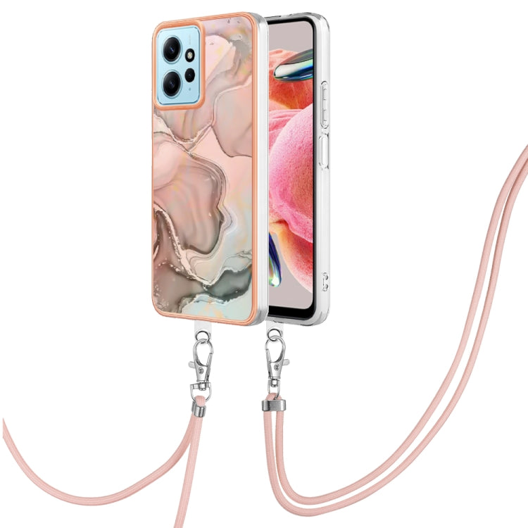 Electroplating Marble Dual-side IMD Phone Case with Lanyard, For Xiaomi Poco F5 Pro 5G / Redmi K60, For Xiaomi Redmi Note 12S 4G, For Xiaomi Redmi Note 12 4G Global, For Xiaomi Redmi Note 12 Pro+