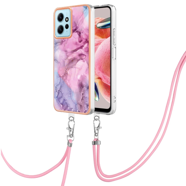 Electroplating Marble Dual-side IMD Phone Case with Lanyard, For Xiaomi Poco F5 Pro 5G / Redmi K60, For Xiaomi Redmi Note 12S 4G, For Xiaomi Redmi Note 12 4G Global, For Xiaomi Redmi Note 12 Pro+
