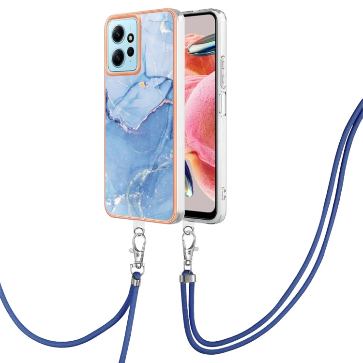 Electroplating Marble Dual-side IMD Phone Case with Lanyard, For Xiaomi Poco F5 Pro 5G / Redmi K60, For Xiaomi Redmi Note 12S 4G, For Xiaomi Redmi Note 12 4G Global, For Xiaomi Redmi Note 12 Pro+
