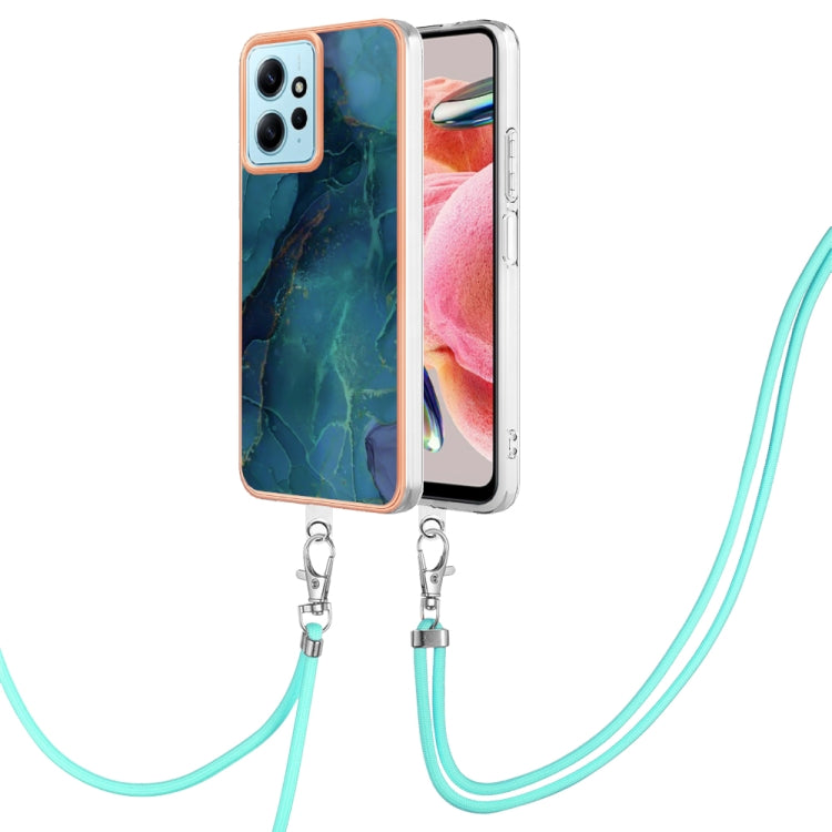 Electroplating Marble Dual-side IMD Phone Case with Lanyard, For Xiaomi Poco F5 Pro 5G / Redmi K60, For Xiaomi Redmi Note 12S 4G, For Xiaomi Redmi Note 12 4G Global, For Xiaomi Redmi Note 12 Pro+