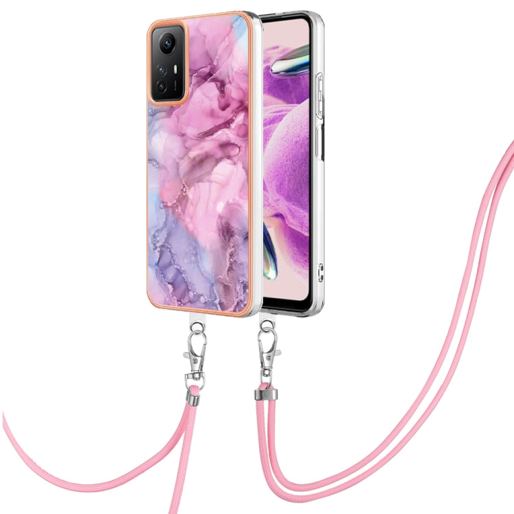 Electroplating Marble Dual-side IMD Phone Case with Lanyard, For Xiaomi Poco F5 Pro 5G / Redmi K60, For Xiaomi Redmi Note 12S 4G, For Xiaomi Redmi Note 12 4G Global, For Xiaomi Redmi Note 12 Pro+