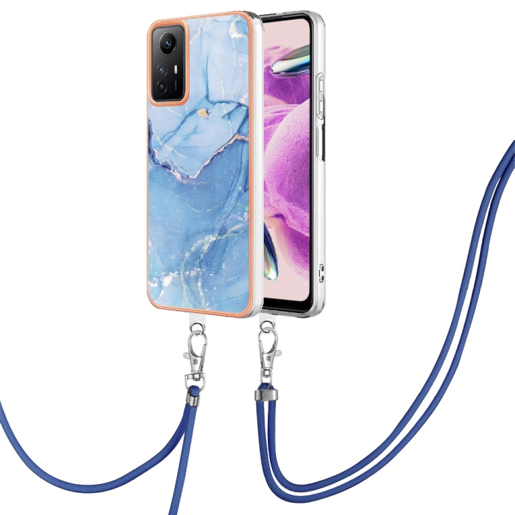 Electroplating Marble Dual-side IMD Phone Case with Lanyard, For Xiaomi Poco F5 Pro 5G / Redmi K60, For Xiaomi Redmi Note 12S 4G, For Xiaomi Redmi Note 12 4G Global, For Xiaomi Redmi Note 12 Pro+
