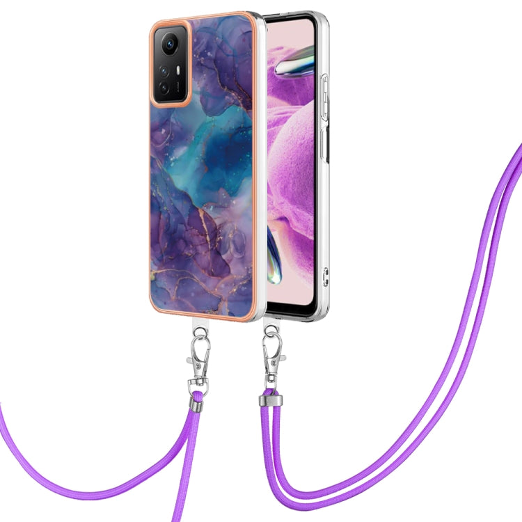 Electroplating Marble Dual-side IMD Phone Case with Lanyard, For Xiaomi Poco F5 Pro 5G / Redmi K60, For Xiaomi Redmi Note 12S 4G, For Xiaomi Redmi Note 12 4G Global, For Xiaomi Redmi Note 12 Pro+