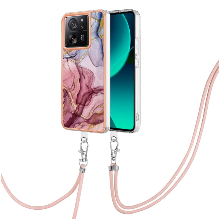 Electroplating Marble Dual-side IMD Phone Case with Lanyard, For Xiaomi Redmi Note 13 Pro+ 5G, For Xiaomi Redmi Note 13 Pro 5G Global, For Xiaomi 13T/13T Pro, For Xiaomi Poco F5 5G