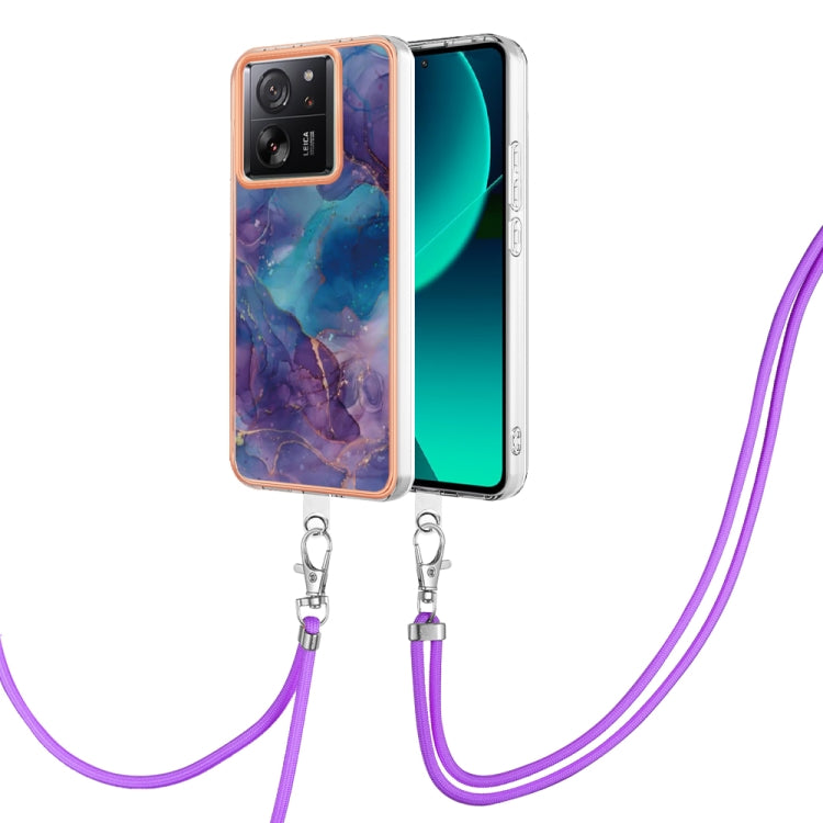 Electroplating Marble Dual-side IMD Phone Case with Lanyard, For Xiaomi Redmi Note 13 Pro+ 5G, For Xiaomi Redmi Note 13 Pro 5G Global, For Xiaomi 13T/13T Pro, For Xiaomi Poco F5 5G