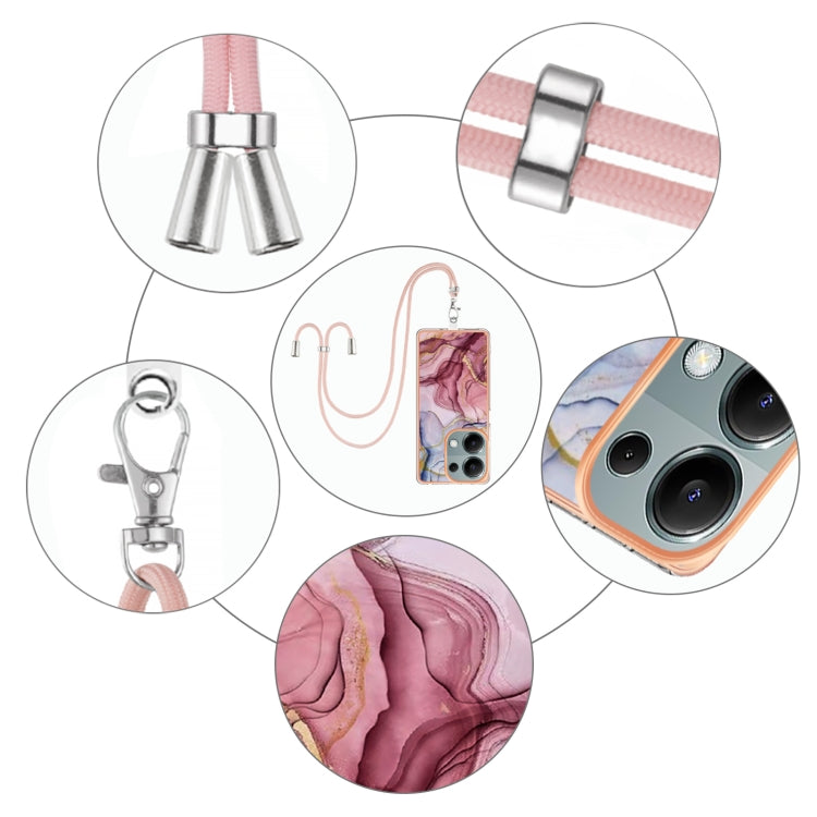 Electroplating Marble Dual-side IMD Phone Case with Lanyard