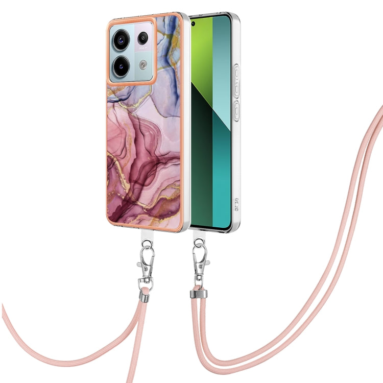 Electroplating Marble Dual-side IMD Phone Case with Lanyard, For Xiaomi Redmi Note 13 Pro+ 5G, For Xiaomi Redmi Note 13 Pro 5G Global, For Xiaomi 13T/13T Pro, For Xiaomi Poco F5 5G