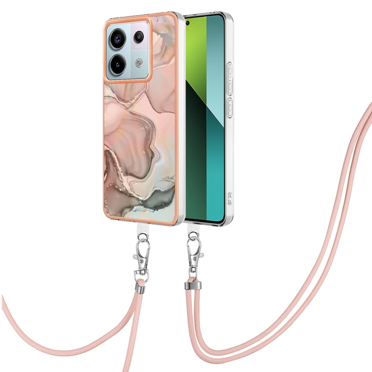 Electroplating Marble Dual-side IMD Phone Case with Lanyard, For Xiaomi Redmi Note 13 Pro+ 5G, For Xiaomi Redmi Note 13 Pro 5G Global, For Xiaomi 13T/13T Pro, For Xiaomi Poco F5 5G