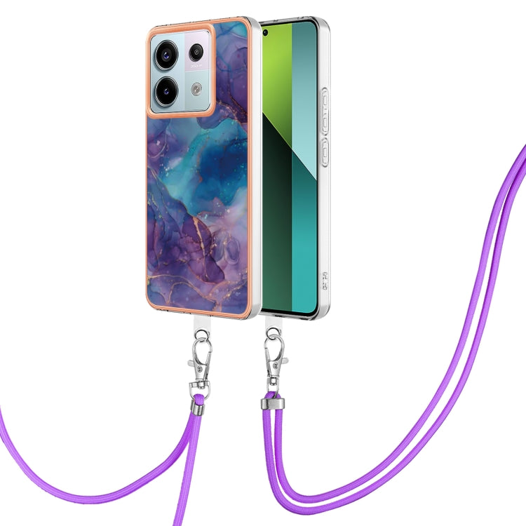 Electroplating Marble Dual-side IMD Phone Case with Lanyard, For Xiaomi Redmi Note 13 Pro+ 5G, For Xiaomi Redmi Note 13 Pro 5G Global, For Xiaomi 13T/13T Pro, For Xiaomi Poco F5 5G